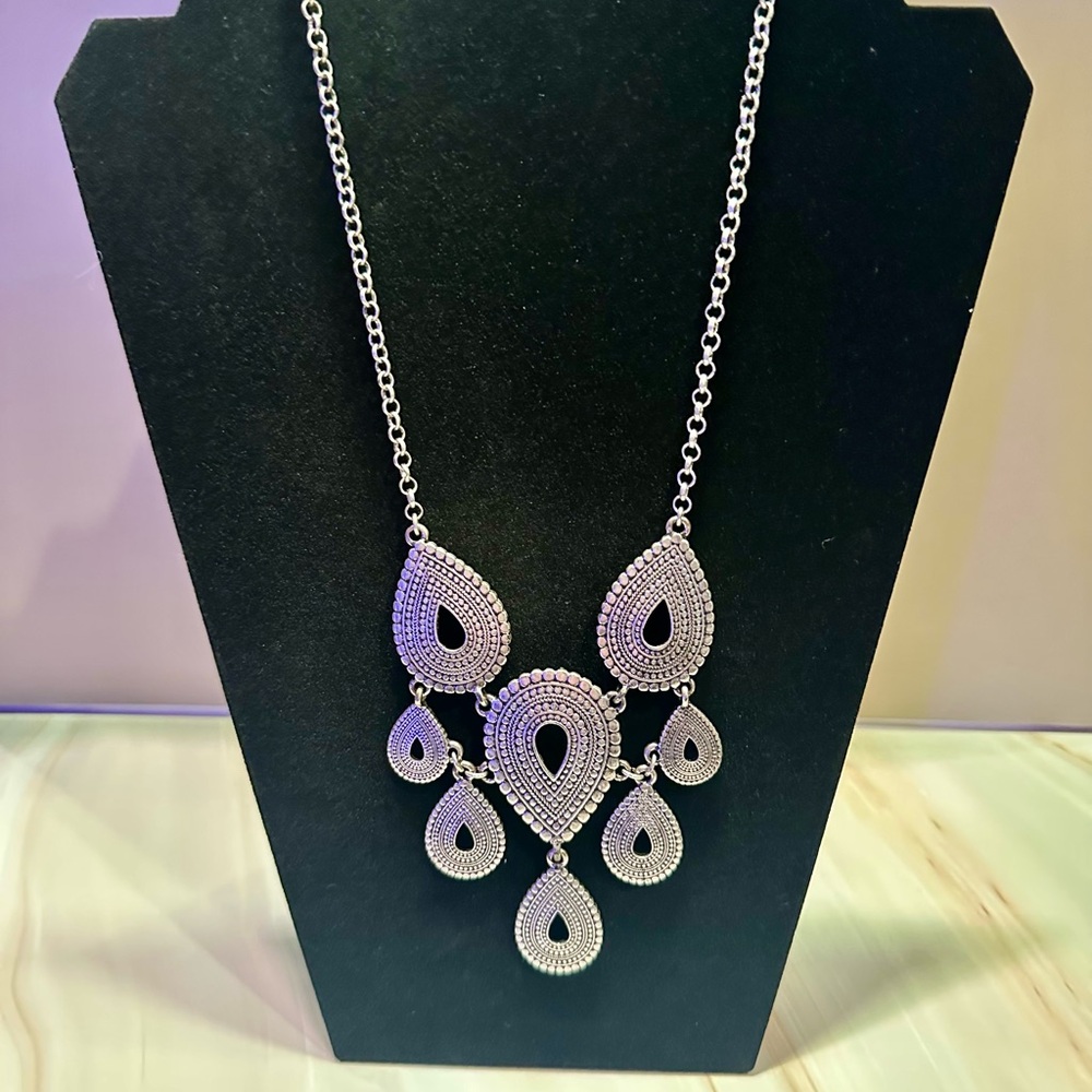 Anthropologie Silver Teardrop Necklace